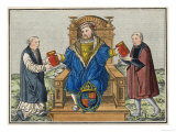 King Henry VIII King of England 1509-1547 with Cranmer and Thomas Cromwell reproduction procédé giclée
