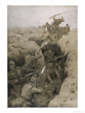 Germans Repel a French Attack on the Trenches in Champagne France Giclee Print by Karl Wagner
