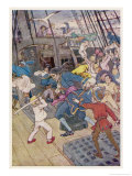 Fight Breaks out on Board the Pirate Ship Lámina giclée por Alice B. Woodward