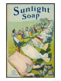 Sunlight Soap Advert a String of Women Admire the Results Displayed on a Very Long Washing Line Giclée-tryk Sunlight Soap Advert a String of Women Admire the Results Displayed on a Very Long Washing Line Giclée-tryk