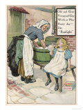 Sunlight Soap Powder a Woman Does the Washing While a Young Girl Blows Soapy Bubbles Lámina giclée
