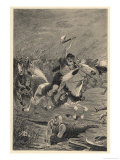 Huns, Huns on Horseback on the Attack Giclée-Druck von L. Vallet