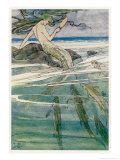 Peter Pan, Mermaid on a Rock Lámina giclée por Alice B. Woodward