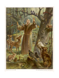 Saint Francis of Assisi, Preaching to the Animals Reproduction procédé giclée par Hans Stubenrauch
