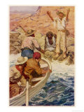 Explorers Eyre and Wylie Reach the Sea Where They are Rescued by French Whalers Giclee Print by W.r. Stott