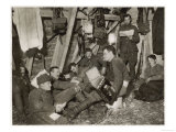 British Soldiers off Duty Smoking and Listening to an Accordion at the Front Somewhere in Flanders Giclee Print