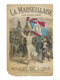 Bare Chested Marianne Raises Her Sword and Rebublican Flag and Leads the French Army Giclee Print