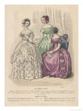 Two Gowns with Corsage En Coeur One with a Fringed Bertha Giclee Print by Alphonse Vien
