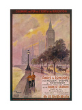 By Rail and Sea from Paris to Brighton or London Featuring the Embankment and Big Ben 6 of 8 Giclée-Druck von Maurice Toussaint