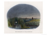 The Ignis Fatuus or Marsh Light Lures the Unwary Traveller into Dangerous Marshwaters Giclee Print by J.w. Whimper