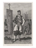 Priest of Montenegro in His Battle Costume Carrying the Banner of His Church reproduction procédé giclée par Theodore Valerio