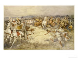 Battle of Issus the Macedonians Defeat Darius and the Persians on the Banks of the Issus River Reproduction procédé giclée par Dudley Tennant
