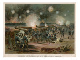 Prussian Bombardment of Strasbourg Across Water at Night Firing with Canons Giclee Print by C. Votteler