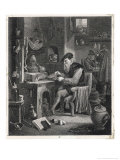 An Alchemist Obsessed with His Quest Works at His Furnace Giclee Print by David Teniers the Younger