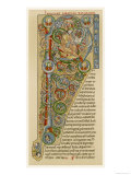 Illuminated Letter "P" Showing King Solomon Writing His "Proverbs", from a German Bible Giclee Print
