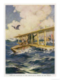 Messenger Pigeon Carries a Cry for Help from a Disabled Seaplane Giclee Print by W.e. Wigfull