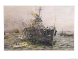 Audacious' One of the Most Powerful Members of the Allied Fleet is Sunk by a German Mine Giclee Print by William Lionel Wyllie