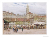 Market Day in Split (Now in Croatia) on the Dalmatian Coast Giclee Print by Walter Tyndale