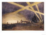 The Shadows of Soldiers are Projected onto the Night Sky by Flares and Searchlights Giclee Print The Shadows of Soldiers are Projected onto the Night Sky by Flares and Searchlights Giclee Print