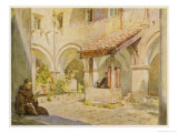 One Monk Reads Giclee Print by Walter Tyndale