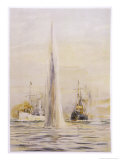 British Patrol Boats Use Hydrophones to Track the Path of a U-Boat Giclee Print by William Lionel Wyllie