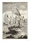 Bougainville and His Men Raise the French Flag on a Small Rock on the Magellan Straits Giclée-Druck von Vangro 