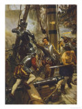 Sir Richard Grenville in the "Revenge" Fights the Spanish But "Revenge" is Sunk Giclee Print by W.r. Stott