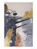 British Cruiser Hms Theseus Bombards Turkish Gun Emplacements reproduction procédé giclée par Norman Wilkinson