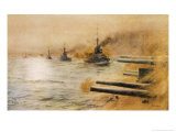 The British Second Division of Battleships Fire on the Germans at the Battle of Jutland Giclee Print by William Lionel Wyllie