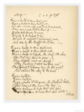 Poem by Robert Burns Giving a Good Example of His Handwriting Giclee Print