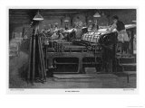 Men Working at Printing Presses Under the Glare of Electric Light Giclee Print by Susan Varley