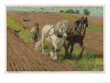 Ploughing with a Pair of Horses Giclee Print by H. Wheelwright