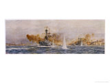British Warships "Royal Oak" "Acasta" "Benbow" Superb" and "Canada" in Action Giclee Print by William Lionel Wyllie