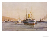 Hospital Carrier Ships Transporting Wounded from the Mainland to Rest Camps Giclee Print by Norman Wilkinson