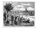 The Regatta Watched from the Banks of the Thames with the Town of Henley in the Distance Giclée-Druck von H. Wood