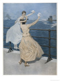 Two German Ladies Wave Farewell to a U-Boat Giclee Print by B. Wennerberg
