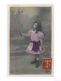 Girl Plays with a Diabolo: The Diabolo Thrown into the Air Giclee Print