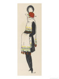 White Fur Scarf and Muff Set Ornamented with a Border of Coloured Embroidery and Red Tassels Giclee Print by Louis Strimpl