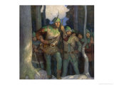 Robin and His Merry Men Emerge Cautiously from the Forest Giclee Print by Newell Convers Wyeth