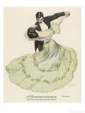Valse Bleue, Her Wide Skirt Swirls Gracefully as Her Partner Leads Her Through a Passionate Waltz reproduction procédé giclée par Ferdinand Von Reznicek