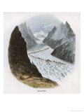Glacier in the Alps Carving a Valley Between Mountain Peaks Giclee Print by J.w. Whimper