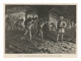Roman Centurion Supervises Gaul Slaves Chained Together and Forced to Work in the Coal Mines Giclee Print