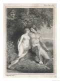Adam and Eve Watched by an Angel Giclee Print by Stow 