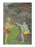 Rama Put His Trust in the Ape Hanuman (Son of the Wind God) to Find His Abducted Wife Sita Giclée-Druck von K. Venkatappa