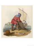 Medieval Fishermen Draws in His Nets Giclee Print by Charles Hamilton Smith