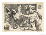 Two Misers Wrestle with Death Over Their Hoard of Gold Giclée-Druck von Werner Von Valckert