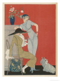 Pet Dog, Probably a Skye Terrier, with Its Fashionable Owners Giclee Print by Gerda Wegener