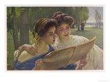 Two Girls Sing the Fruhlingslied Giclee Print by Carl Zewy