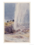 The Eruption of Wairoa Geyser in New Zealand Reproduction procédé giclée par F. Wright