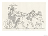 An Assyrian Ruler Rides in His Chariot Drawn by Two Horses with Two Grooms and Two Attendants Giclee Print